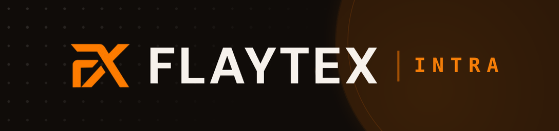 Originales FLAYTEX INTRA-Banner mit Punkttextur und angeschnittenem Kreis
